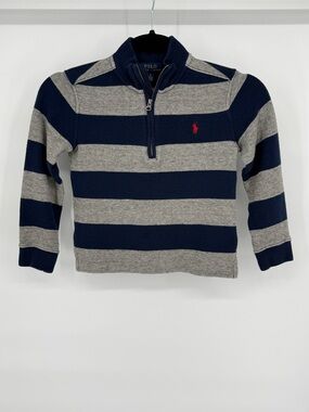 Polo Ralph Lauren Boys Quarter Zip Sweater Striped Pullover Preppy Classic Sz 5